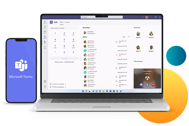 laptop mobile microsoft teams calling